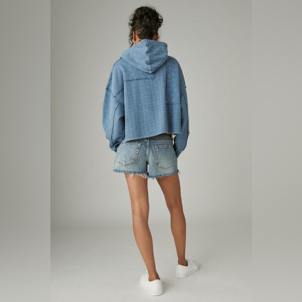 Lucky Brand Patchwork Batwing Crop Hoodie - Picture 5 of 14
